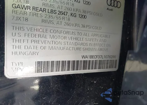 2020 Audi Q3 Premium Plus 45 Tfsi Quattro Tiptronic from USA, damaged, VIN WA1BECF37L1076286